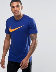 Темно-синяя футболка с принтом галочки Nike 696699-455 - Темно-синий