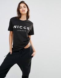 Oversize-футболка бойфренда с логотипом спереди Nicce London - Черный