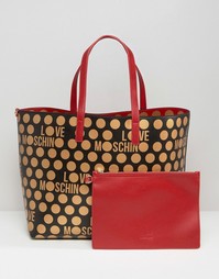 Двусторонняя сумка для покупок в горошек Love Moschino - Красный