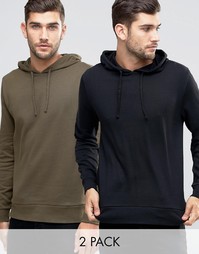 Набор из 2 худи черного и защитного цвета ASOS, СКИДКА 15%