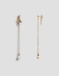 Серьги-подвески с искусственным жемчугом ASOS - Золотой