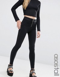 Черные выбеленные джеггинсы с молнией ASOS TALL Rivington - Черный
