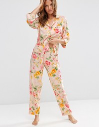 Пижамный комплект из рубашки и штанов с цветочным принтом ASOS