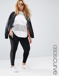 Леггинсы с сетчатыми вставками ASOS CURVE - Черный