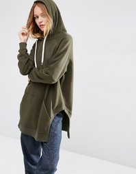 Удлиненное oversize-худи с разрезами по бокам ASOS - Хаки