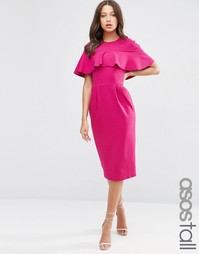 ASOS TALL Wiggle Dress with Frill Sleeve Detail - Ягодный