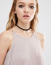 Ожерелье-чокер со звездочками Reclaimed Vintage - Черный