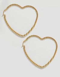 Серьги-кольца с сердцем Reclaimed Vintage - Золотой