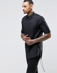 Черная полупрозрачная рубашка с укороченными рукавами ASOS - Черный