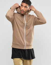 Бежевое худи на молнии ASOS - Sand dune