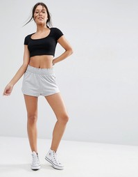 Трикотажные шорты с присборенным поясом ASOS - Серый меланж