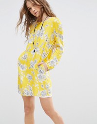 Свободное платье с цветочным принтом Honey Punch - Желтый