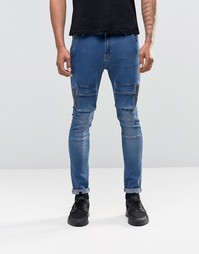 Liquor &amp; Poker Cargo Jeans In Skinny Fit - Стираный деним