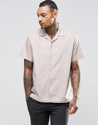 ASOS Dusty Pink Shirt With Revere Collar And Elasticated Hem In Regula
