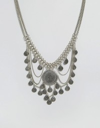 Броское ожерелье с цепочками и дисками Glamorous - Серебряный