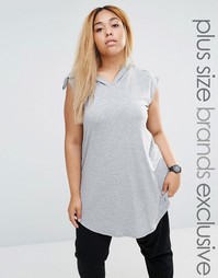 Трикотажный oversize-топ с капюшоном Club L Lounge Plus - Серый