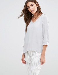 Vila V Neck Woven Top - Завышенная талия