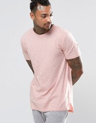 Розовая удлиненная футболка в крапинку в стиле casual ASOS - Розовый