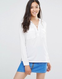 Рубашка со шнуровкой и карманами Soaked in Luxury Rosy - Кремово-белый