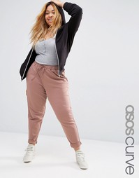 Джоггеры с эластичным поясом и отворотами ASOS CURVE - Розовый