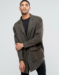 ASOS Oversized Super Longline Military Jersey Duster Jacket - Хаки
