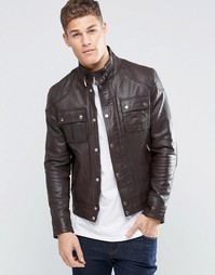Кожаная куртка с карманом на груди ASOS - Коричневый