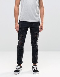 Выбеленные зауженные джинсы Hoxton Denim - Черный
