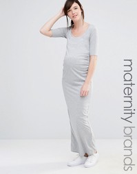 Трикотажное платье макси для беременных Bluebelle Maternity - Серый