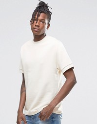 ASOS Short Sleeve Sweatshirt In Off White - Серый