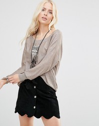 Топ пыльного цвета с декоративной отделкой Free People Fairy