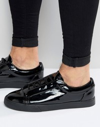 Черные лакированные кроссовки на шнуровке ASOS - Черный