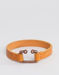 Boss Orange Morris Leather Bracelet In Tan - Рыжий