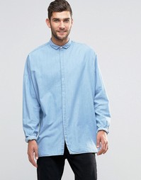 ASOS Denim Shirt With Drape In Oversized Fit - Синий