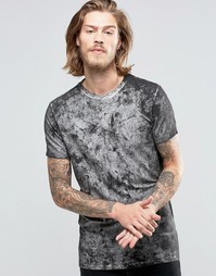 Удлиненная футболка с разводами ASOS - Серый