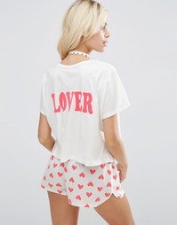 Пижамный комплект с футболкой и шортами ASOS Lover - Мульти