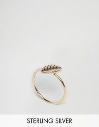 Серебряное позолоченное кольцо с листиком ASOS - Золотой