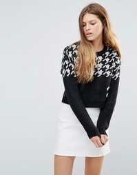 Укороченный джемпер в ломанную клетку Stussy - Черный