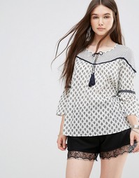 Only Boho Blouse with Tassels - Белый