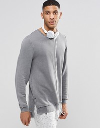 ASOS Loungewear Longline Sweatshirt With Acid Wash - Серый