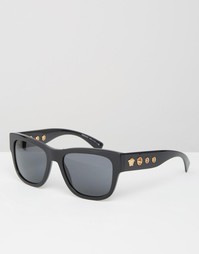 Квадратные солнцезащитные очки с отделкой на дужках Versace - Черный