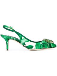 туфли с шелковой отделкой и лиственным принтом Dolce &amp; Gabbana