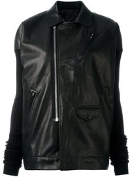 кожаная куртка с рукавами в рубчик Rick Owens
