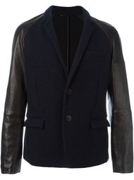 блейзер с кожаными рукавами Giorgio Armani