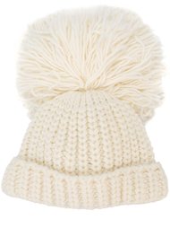 frayed pompom detail beanie Federica Moretti