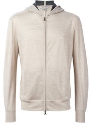 zip front knit hoodie John Varvatos