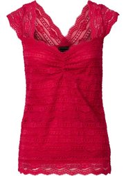 Кружевная футболка (черный) Bonprix