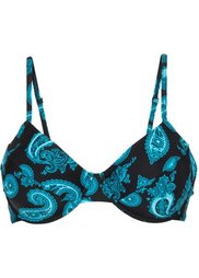 Купальный бюстгальтер на косточках, чашка F (черный/бирюзовый) Bonprix