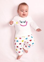 Мода для малышей: трикотажные штанишки из биохлопка (2 шт.), Размеры  56-110 (цвет белой шерсти/красная ягод) Bonprix