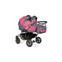 Коляска 2 в 1 для двойни Charlotte Duo, Indigo, тем.графит/розовый