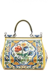 Маленькая сумка Sicily из кожи с принтом Dolce &amp; Gabbana